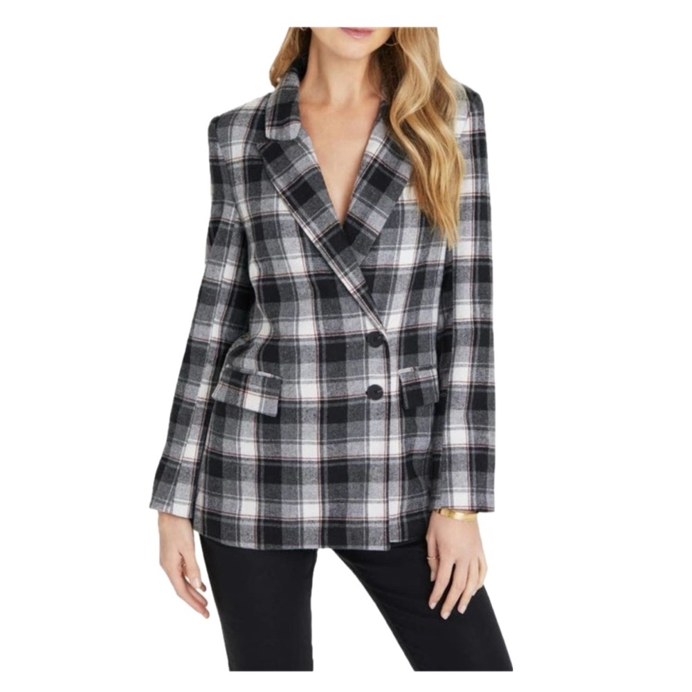 VICI Collection Plaid Peacoat in Black Multi Small NEW NWT